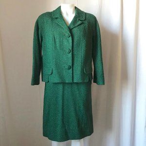 Vintage 1950s 1960s Nubby Wool Boxy Jacket Suit